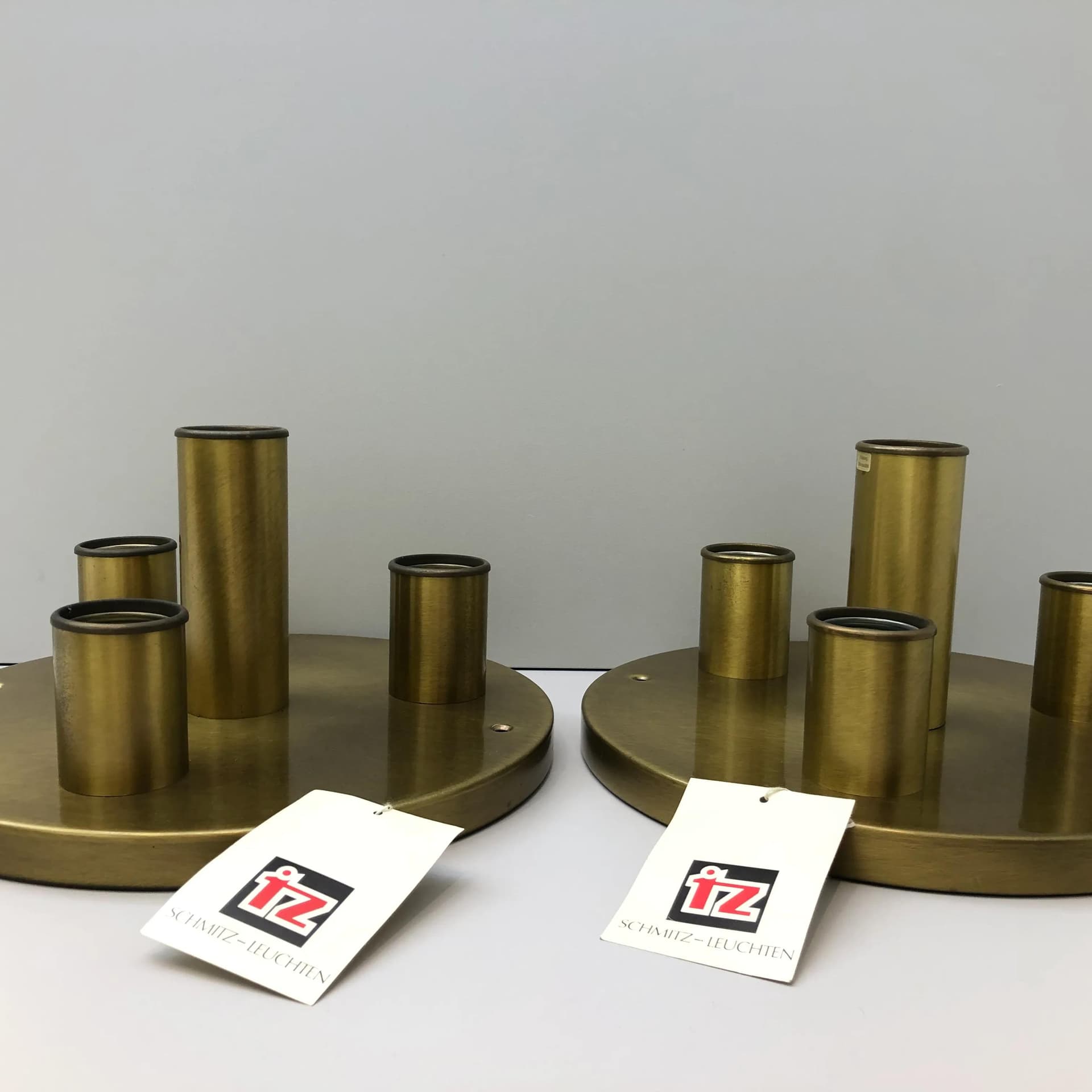 Pair of plafonds, golden brass, TZ Schmitz Leuchten, Germany, 1970s. - 26619