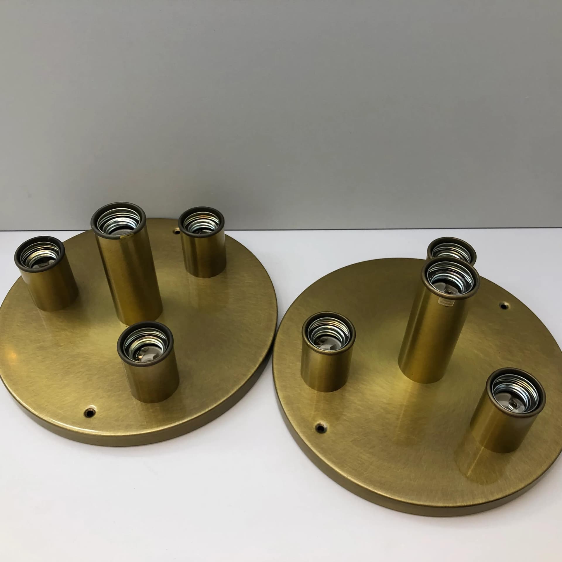 Pair of plafonds, golden brass, TZ Schmitz Leuchten, Germany, 1970s. - 26625