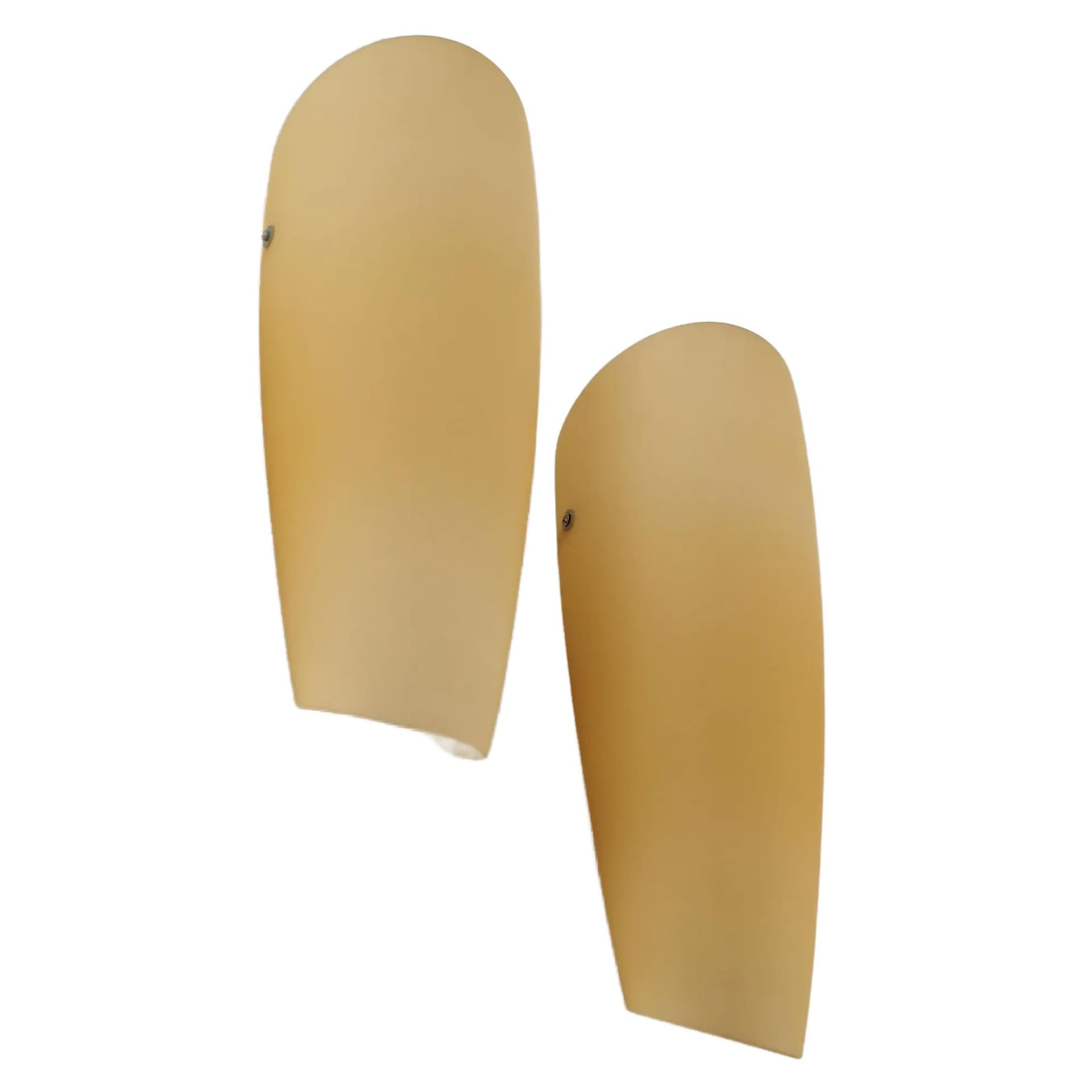 Set of wall sconces, Murano, beige glass, metal, Italy, 1980s