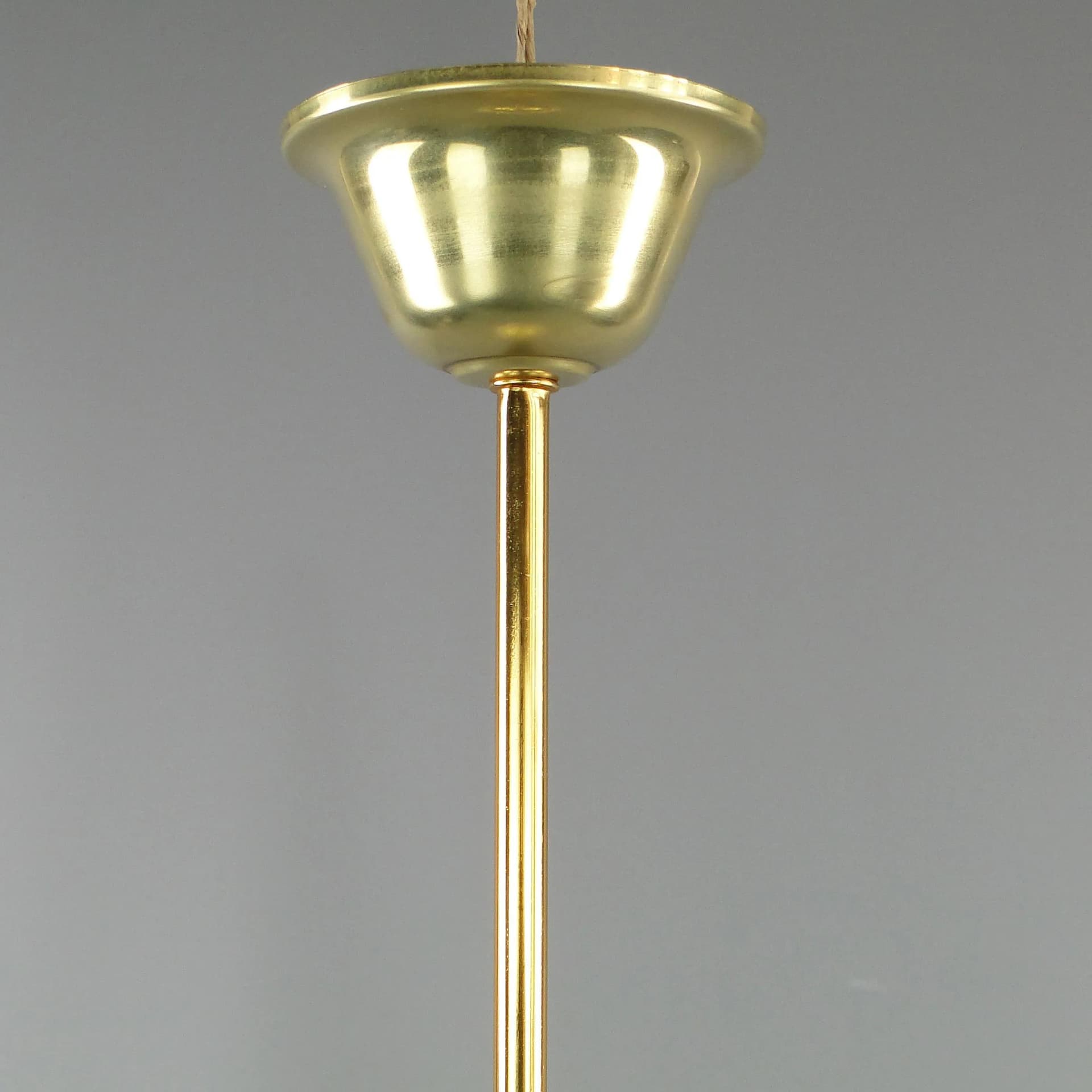 Lampa wisząca Art déco, szkło ivory white, mosiądz, Polska, lata 20. - 26640