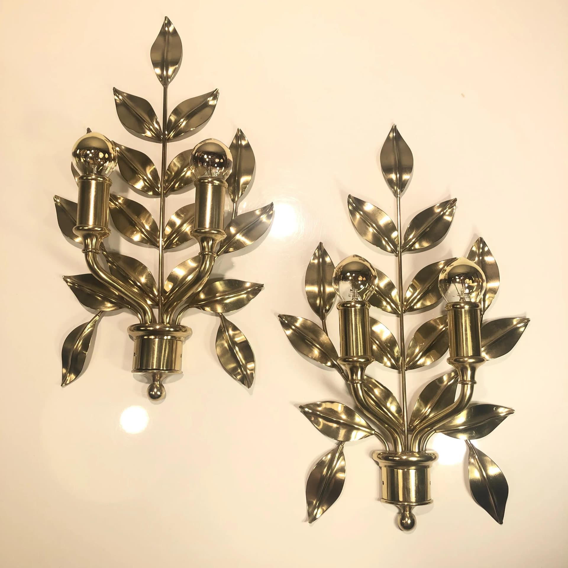 Para kinkietów, złoty, mosiądz, Niemcy, lata 70. - 26762