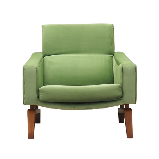 Armchair, green velvet, walnut, Denmark, 1970s. - DIMENSION
