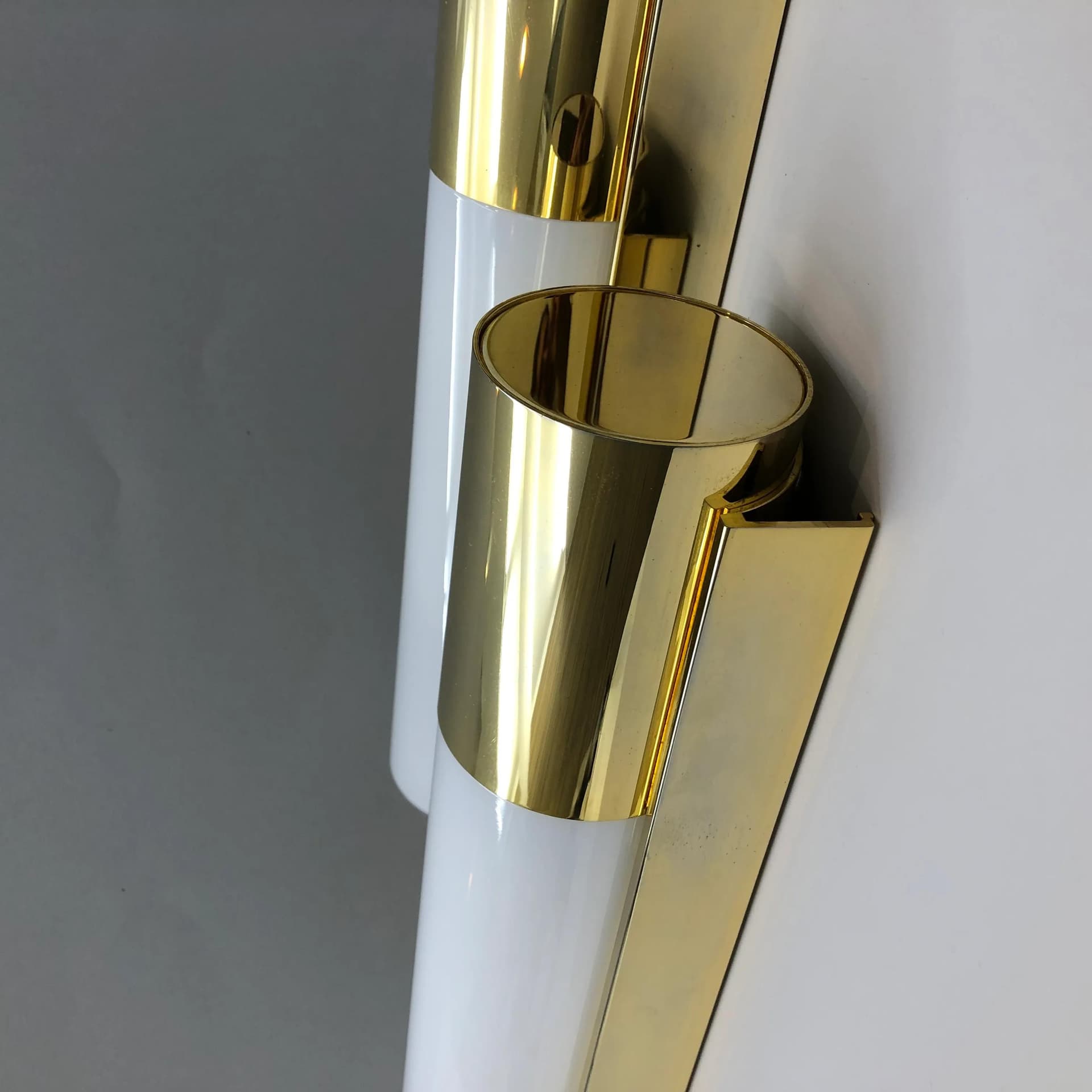 Para kinkietów 7235, aluminium złoty, szkło mleczne, Glashütte Limburg, Niemcy, lata 90. - 26968