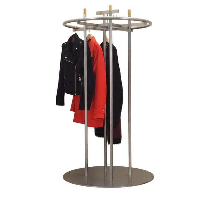 Wieszak stojący, minimalizm, metal srebrny, Dania, lata 90. - WYMIARY