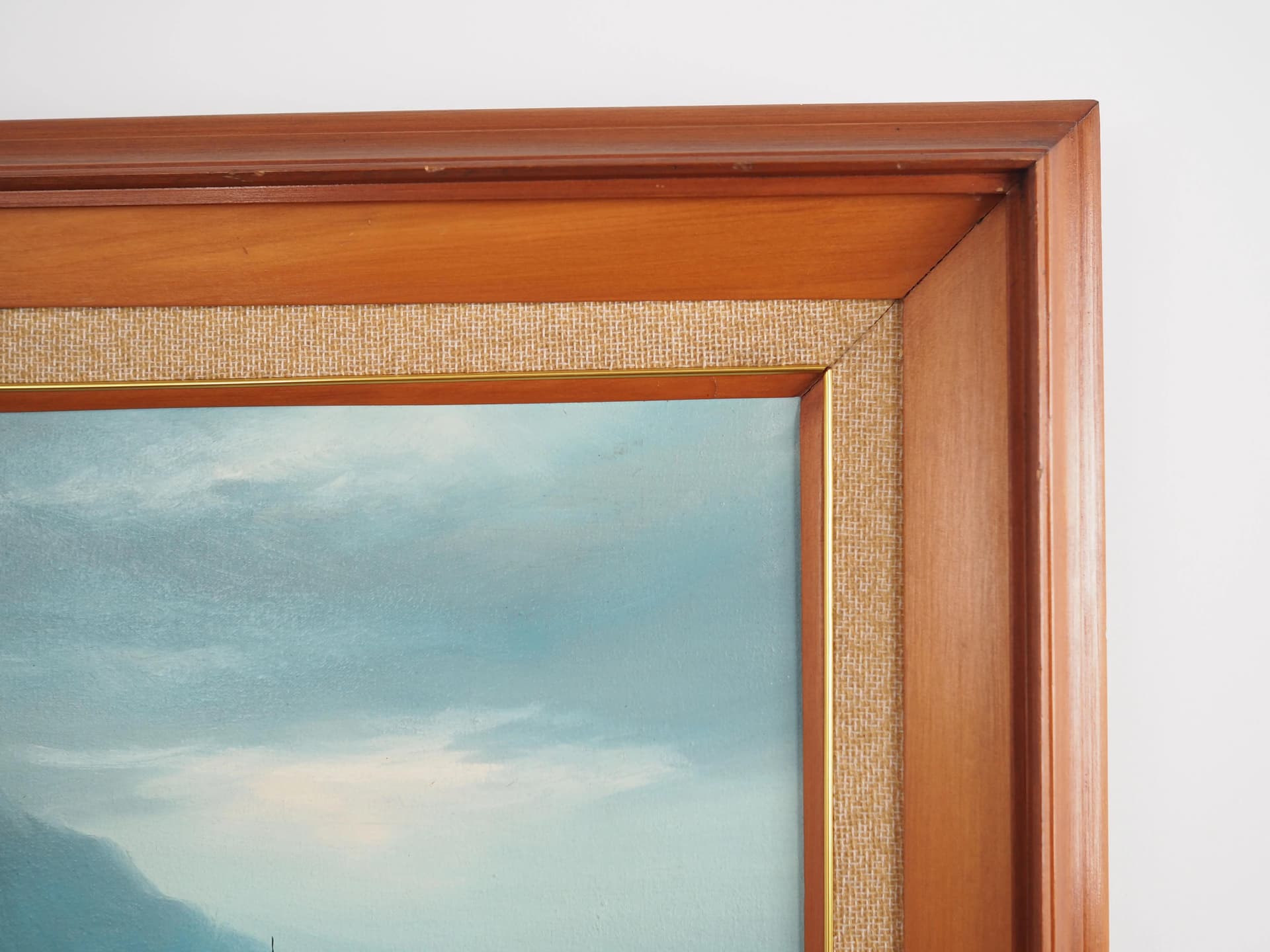 Obraz olej na płótnie niebieski, drewno, Skandynawia, lata 70. - 27094