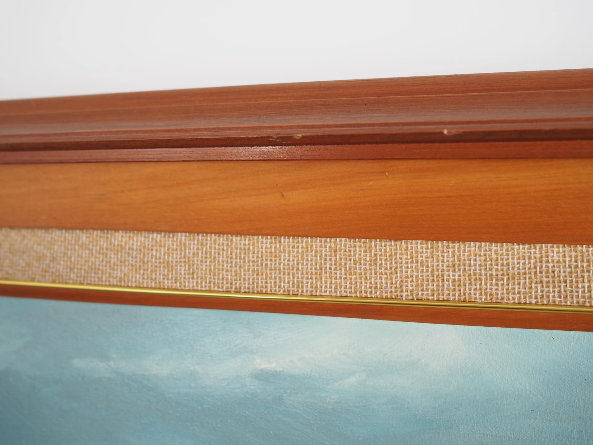 Obraz olej na płótnie niebieski, drewno, Skandynawia, lata 70. - 27093