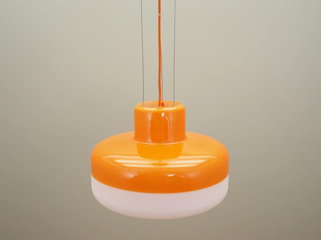 Lampa wisząca, szkło biały pomarańczowy, BoConcept, Dania, lata 2000. - WYMIARY