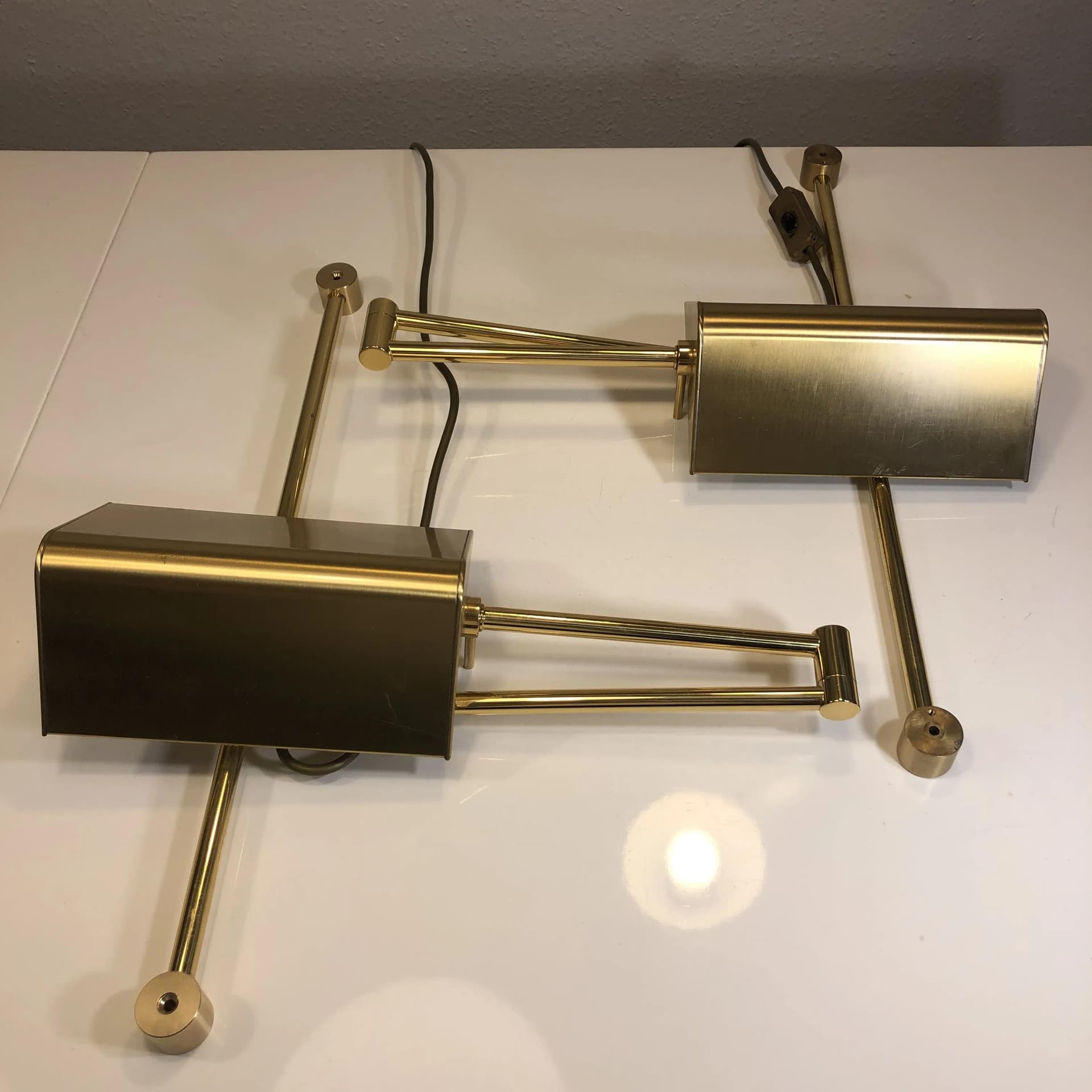 Para kinkietów, mosiądz złoty, Niemcy, lata 70. - 27192