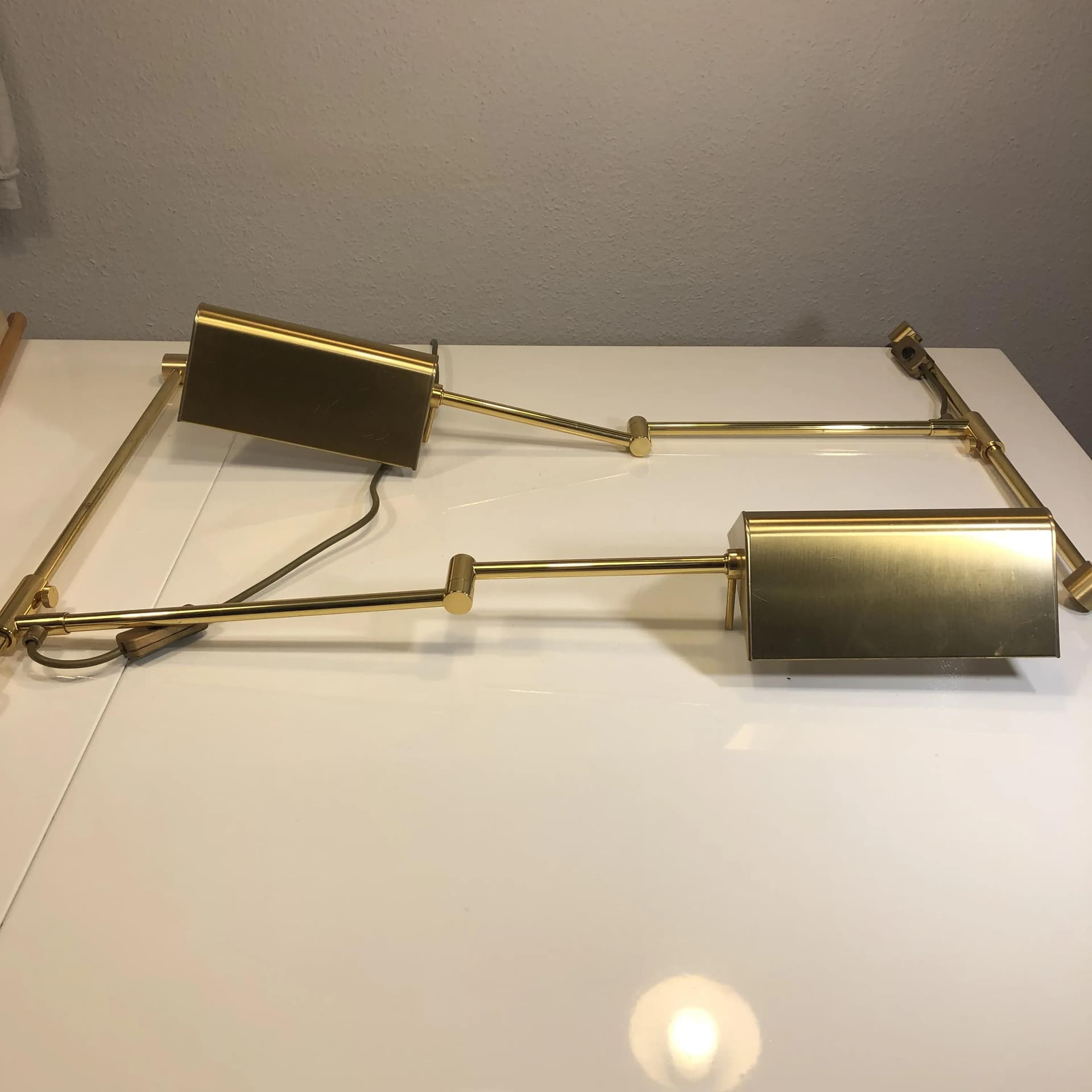 Para kinkietów, mosiądz złoty, Niemcy, lata 70.