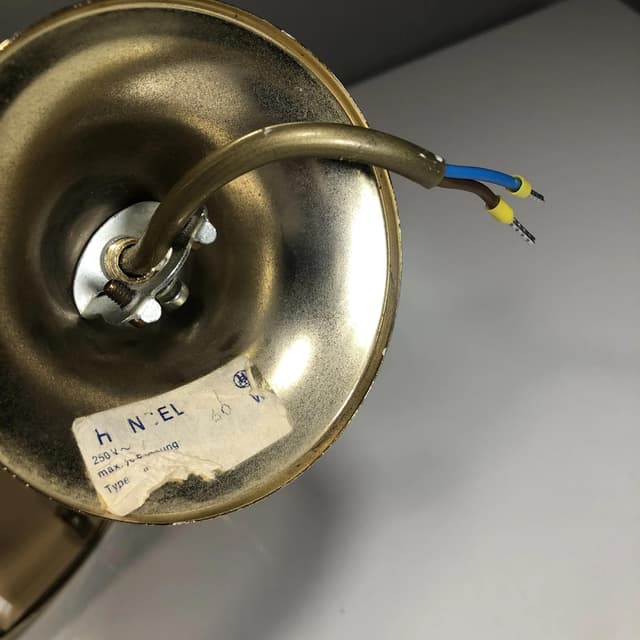 Pendant lamp, gilded steel, glass, Honsel, Germany, 1970s. - DIMENSION