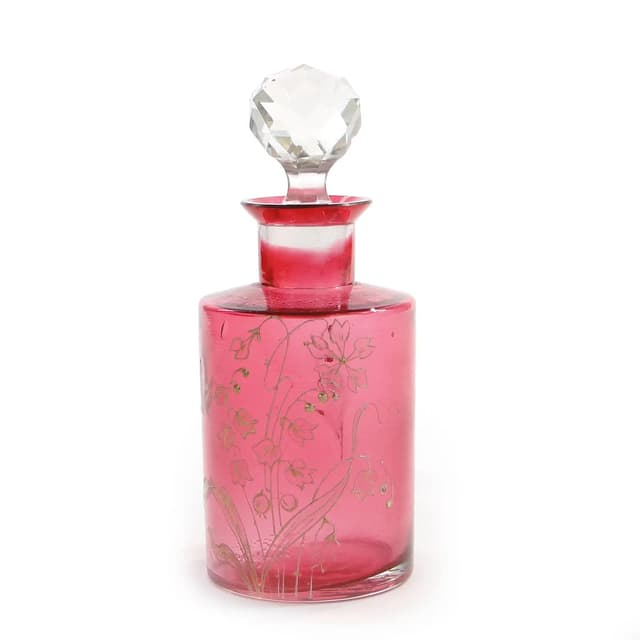 Art Nouveau Perfume Bottle, pink crystal, Baccarat, France, early 20th c. - DIMENSION