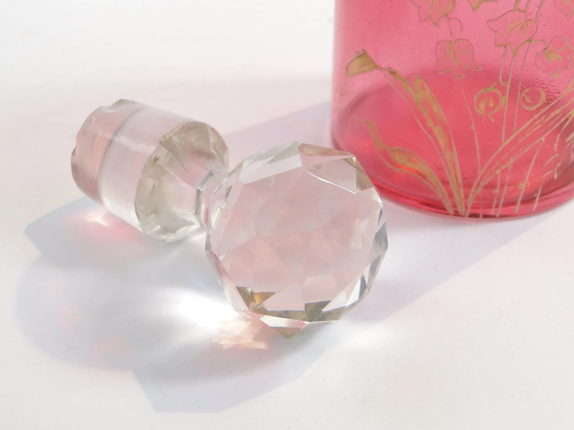 Art Nouveau Perfume Bottle, pink crystal, Baccarat, France, early 20th c. - 27235