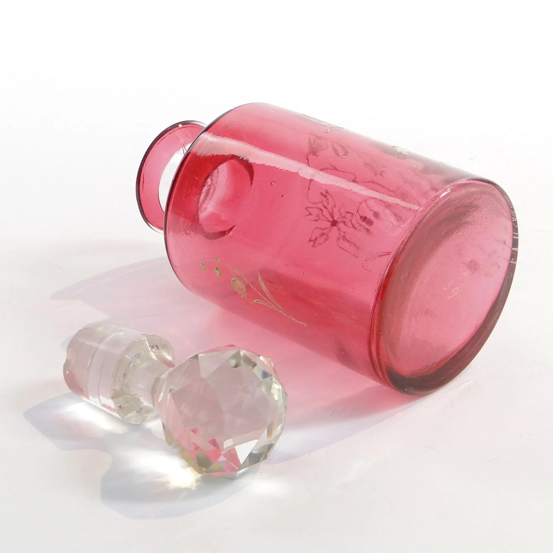 Art Nouveau Perfume Bottle, pink crystal, Baccarat, France, early 20th c. - 27234