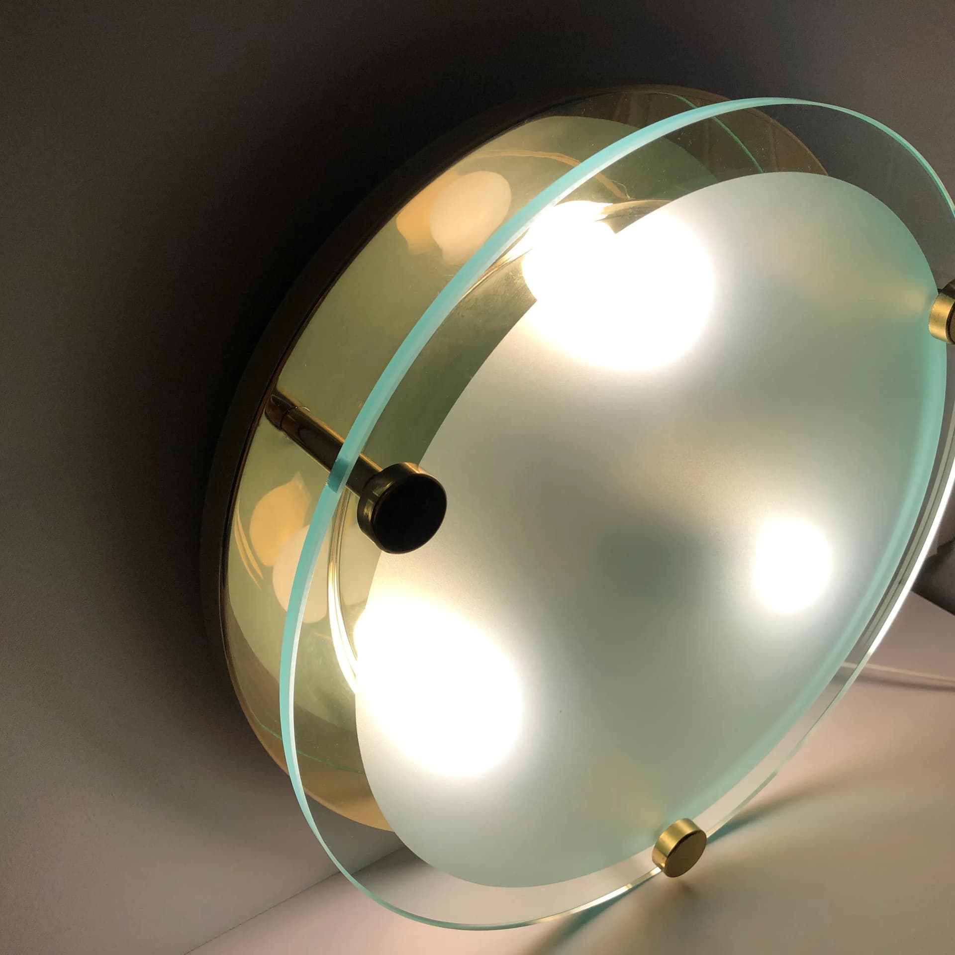 Para plafonów, ivory white szkło, Niemcy, lata 70. - 27383