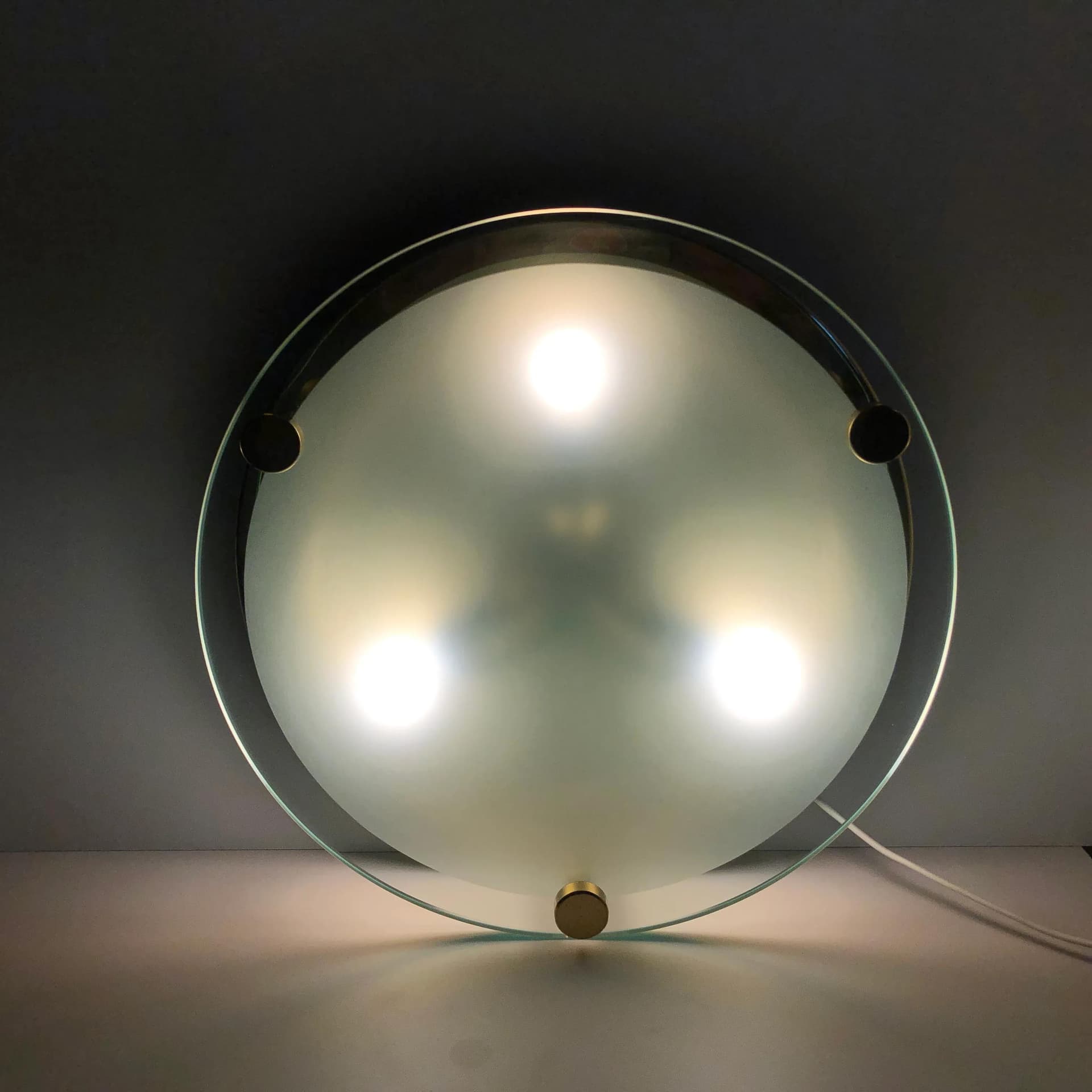 Para plafonów, ivory white szkło, Niemcy, lata 70. - 27382