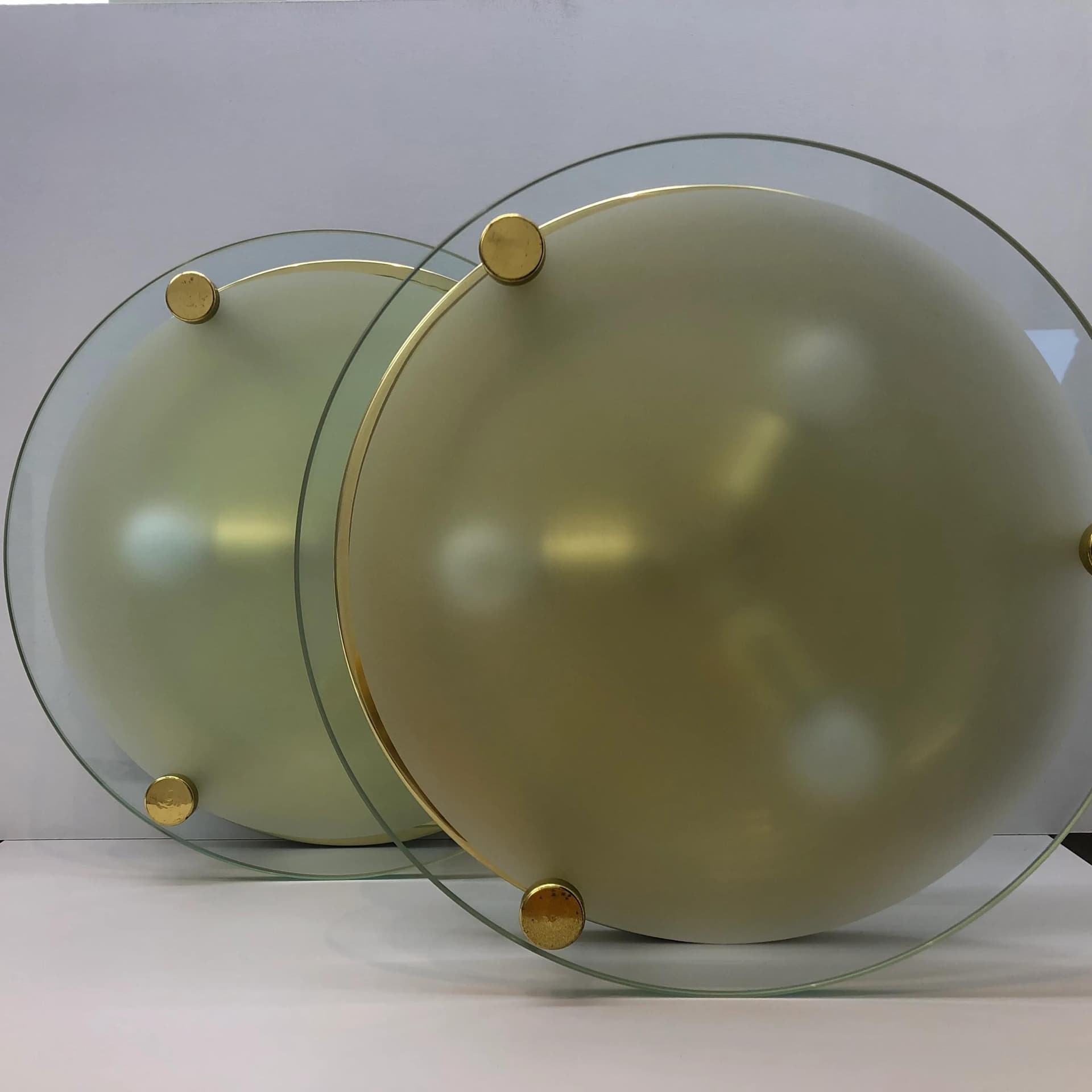 Para plafonów, ivory white szkło, Niemcy, lata 70. - 27377