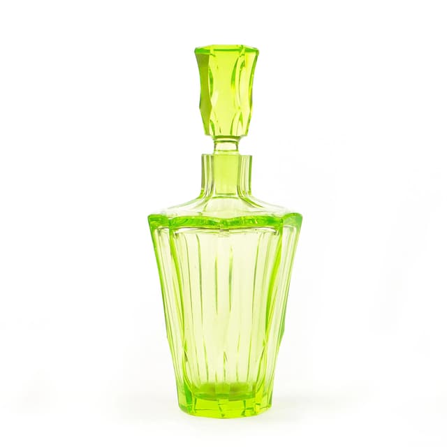 Decanter Art Deco, yellow uranium glass, Poland, 1930s - DIMENSION