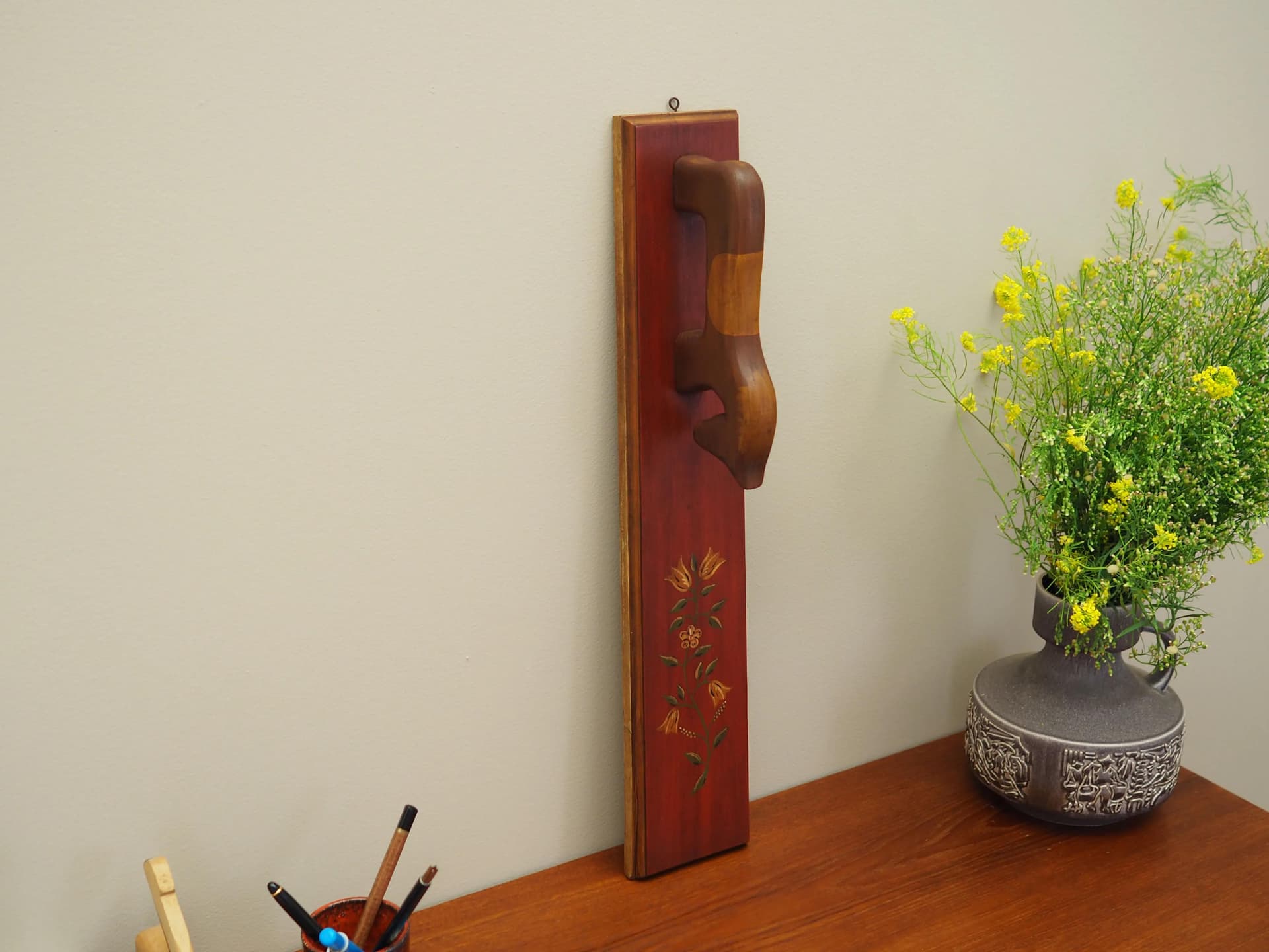 Wall décor, brown wood, Denmark, 1970s. - 27279