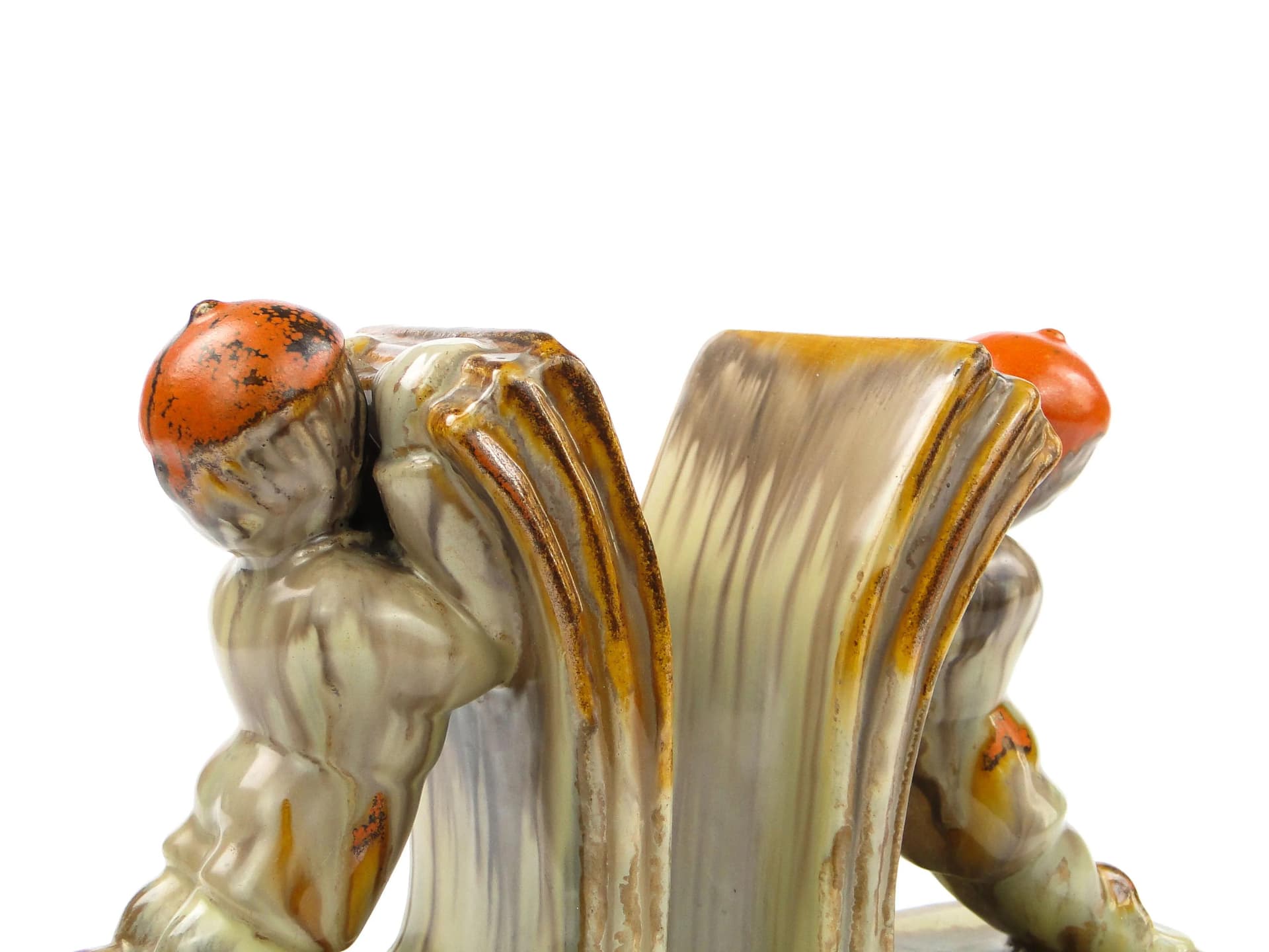 Para podpórek do książek Art Deco, ceramika glazurowana multikolor, Niemcy, lata 30. - 27412