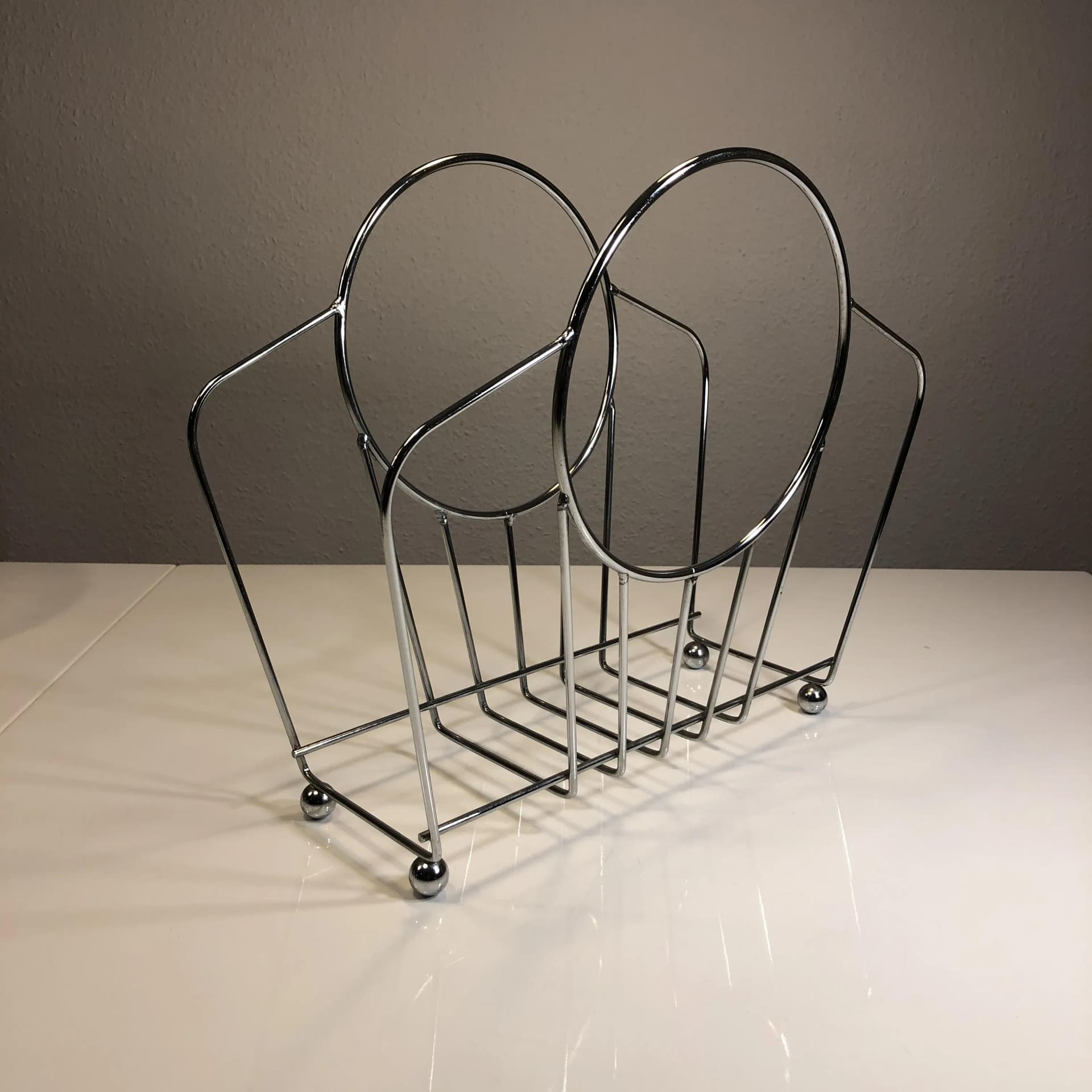 Magazine rack, grey chrome, Germany, 1970s. - 27369