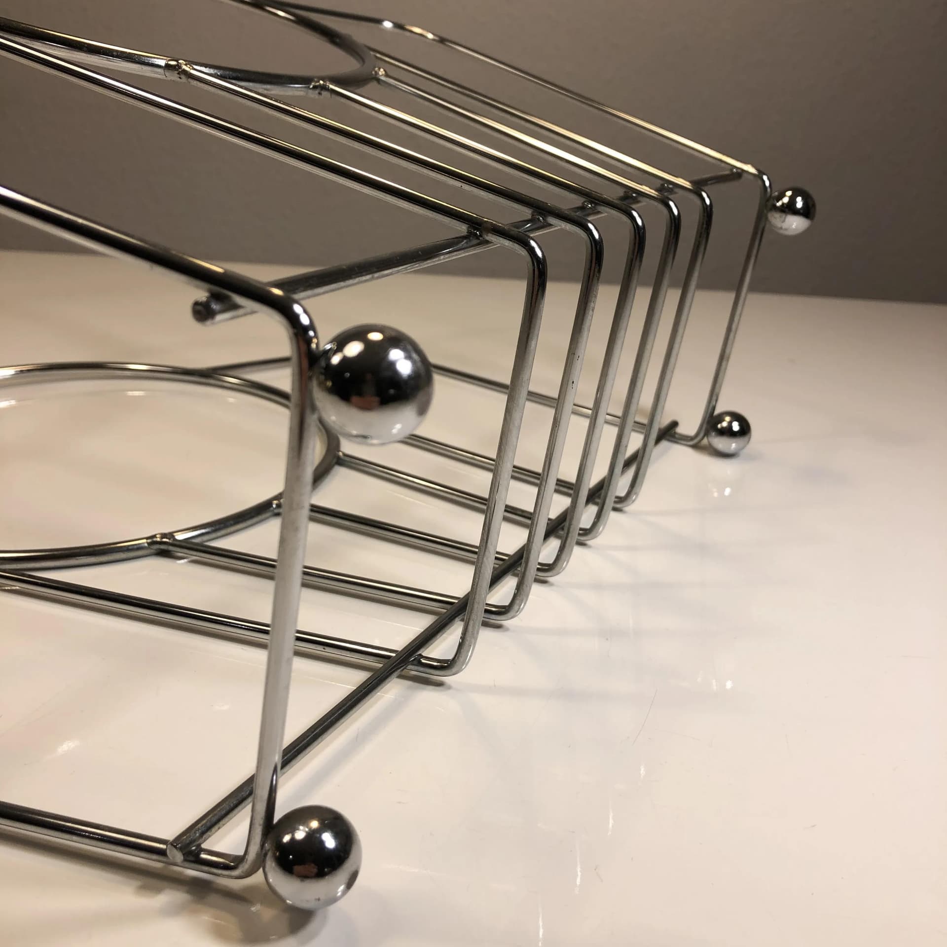 Magazine rack, grey chrome, Germany, 1970s. - 27367