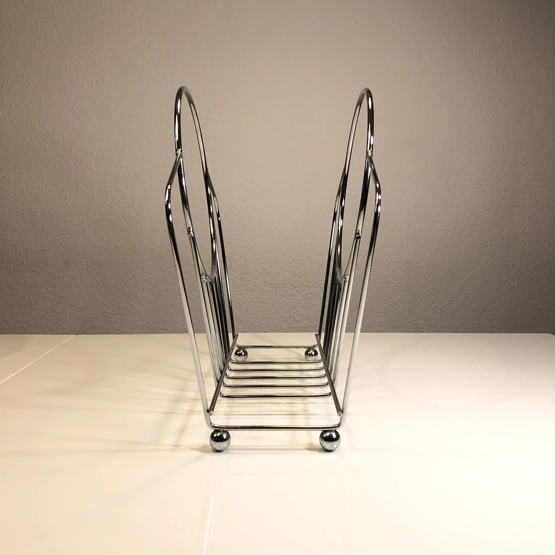 Magazine rack, grey chrome, Germany, 1970s. - 27365