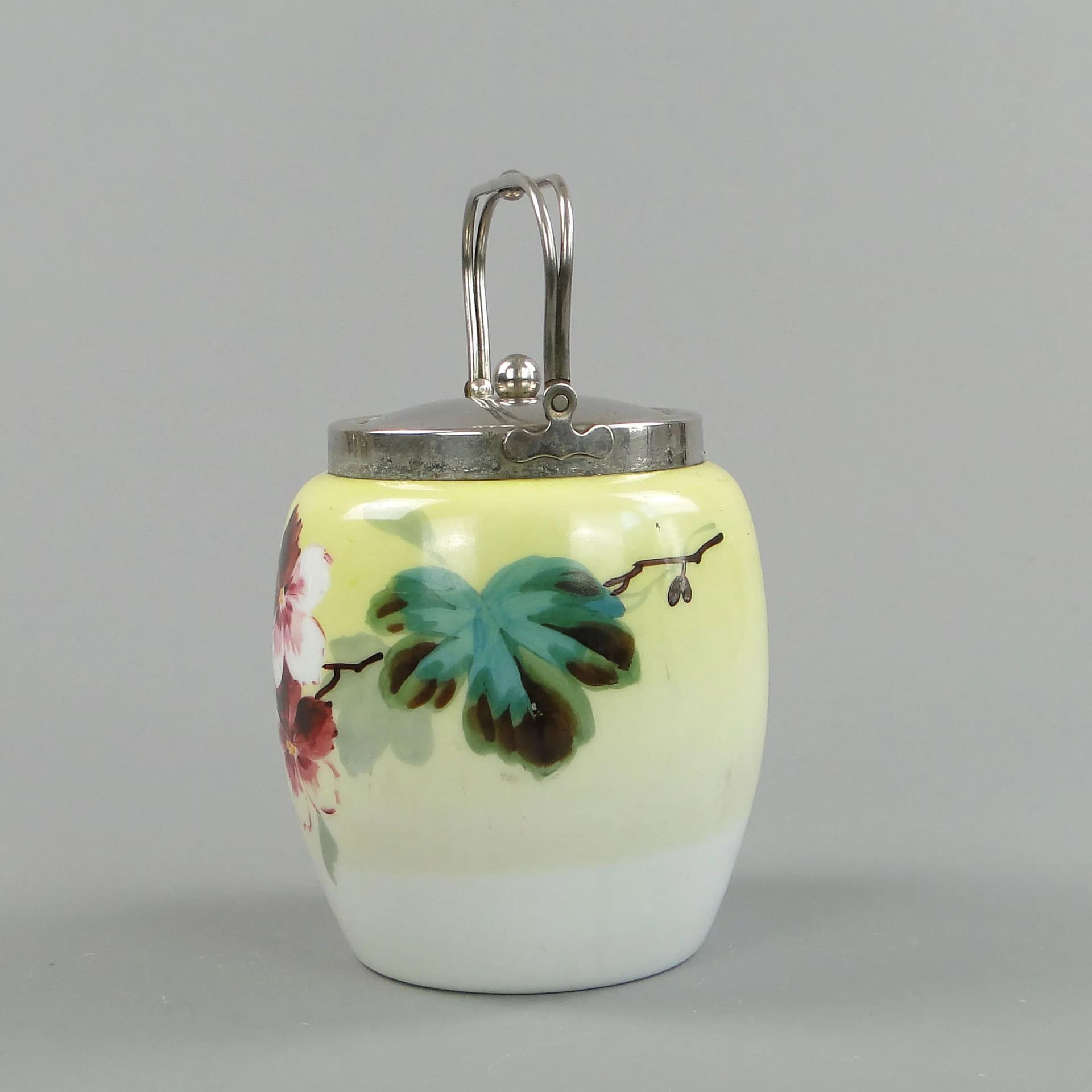 Art Nouveau biscuit barrel, yellow milk glass, Poland, early 20th c. - 27595