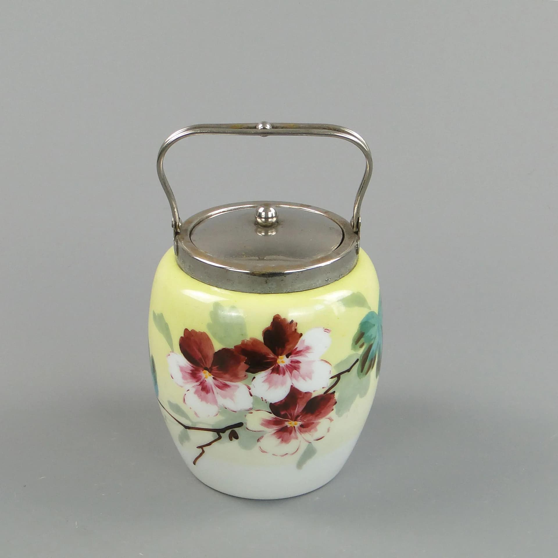 Art Nouveau biscuit barrel, yellow milk glass, Poland, early 20th c. - 27593