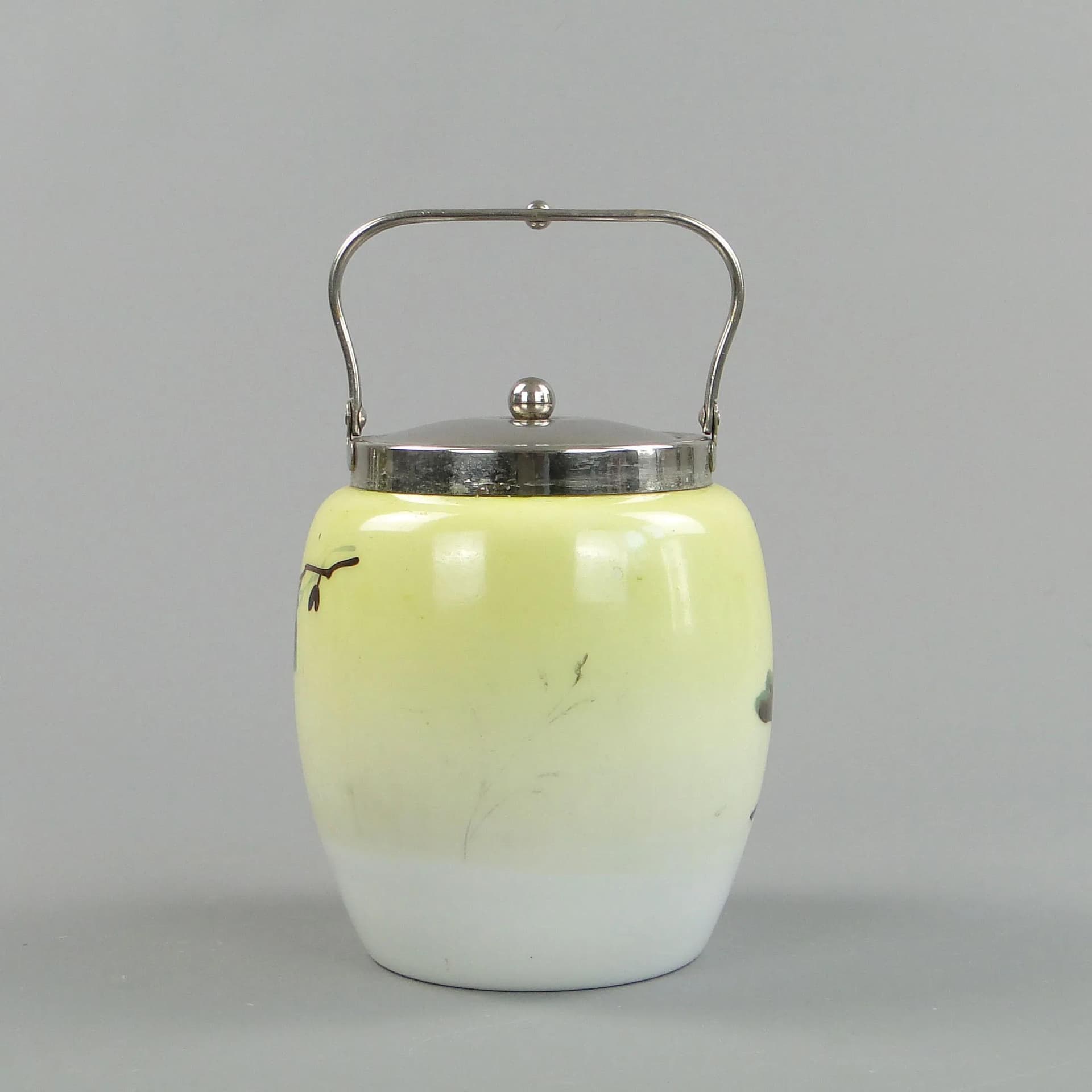 Art Nouveau biscuit barrel, yellow milk glass, Poland, early 20th c. - 27596