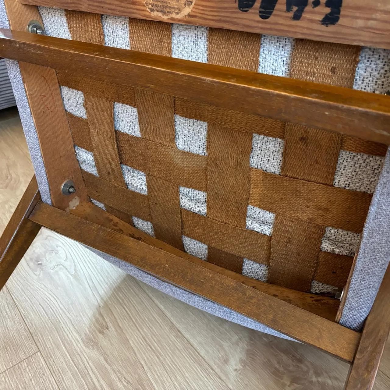 Pair of armchairs, type 366, grey upholstery, brown beech, by J. Chierowski, Dolnośląska Fabryka Mebli w Świebodzicach, Poland, 1960s. - 27727