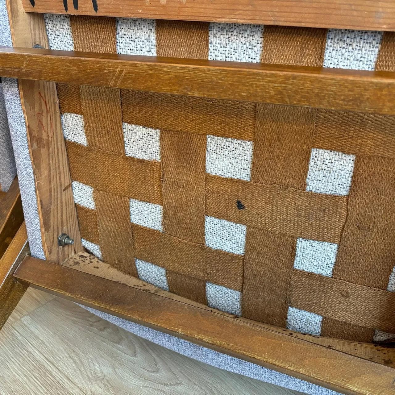 Pair of armchairs, type 366, grey upholstery, brown beech, by J. Chierowski, Dolnośląska Fabryka Mebli w Świebodzicach, Poland, 1960s. - 27726