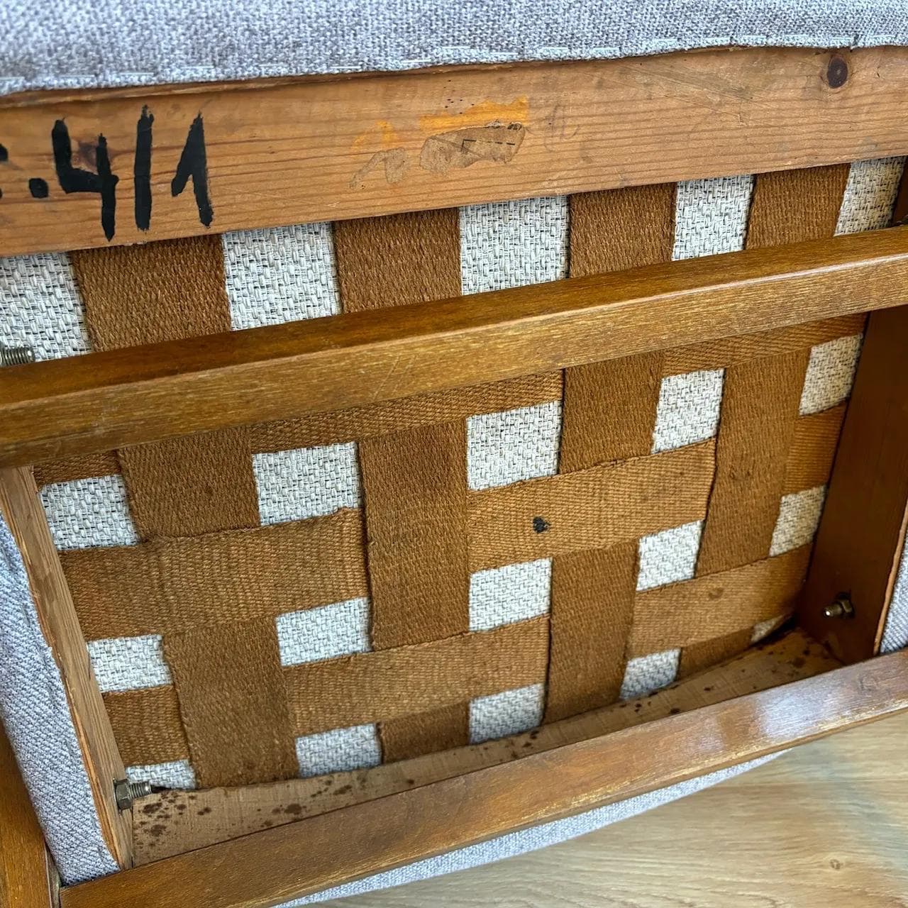 Pair of armchairs, type 366, grey upholstery, brown beech, by J. Chierowski, Dolnośląska Fabryka Mebli w Świebodzicach, Poland, 1960s. - 27729