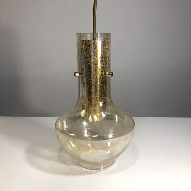 Pendant lamp, gilded brass, bubble glass, Wila, Germany, 1970s. - DIMENSION