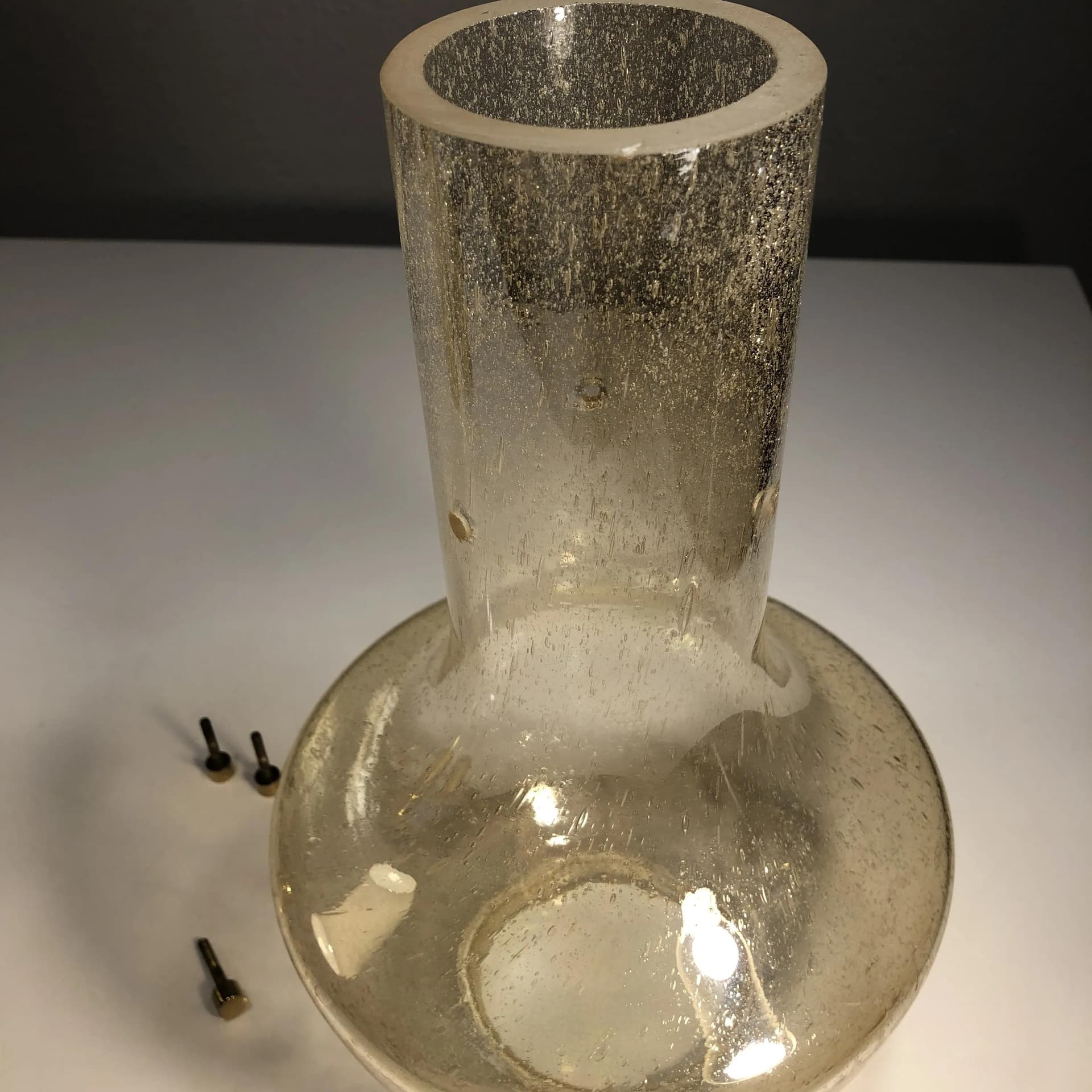 Pendant lamp, gilded brass, bubble glass, Wila, Germany, 1970s. - 27721