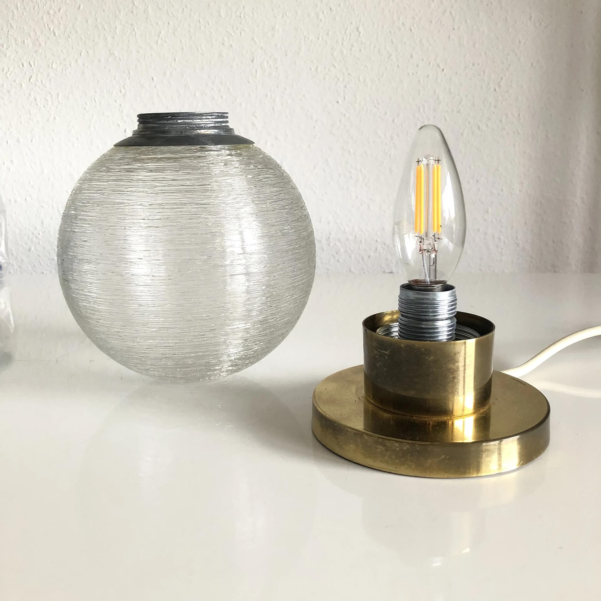 Bedside lamp, brass, glass, Doria Leuchten, Germany, 1960s. - 27910