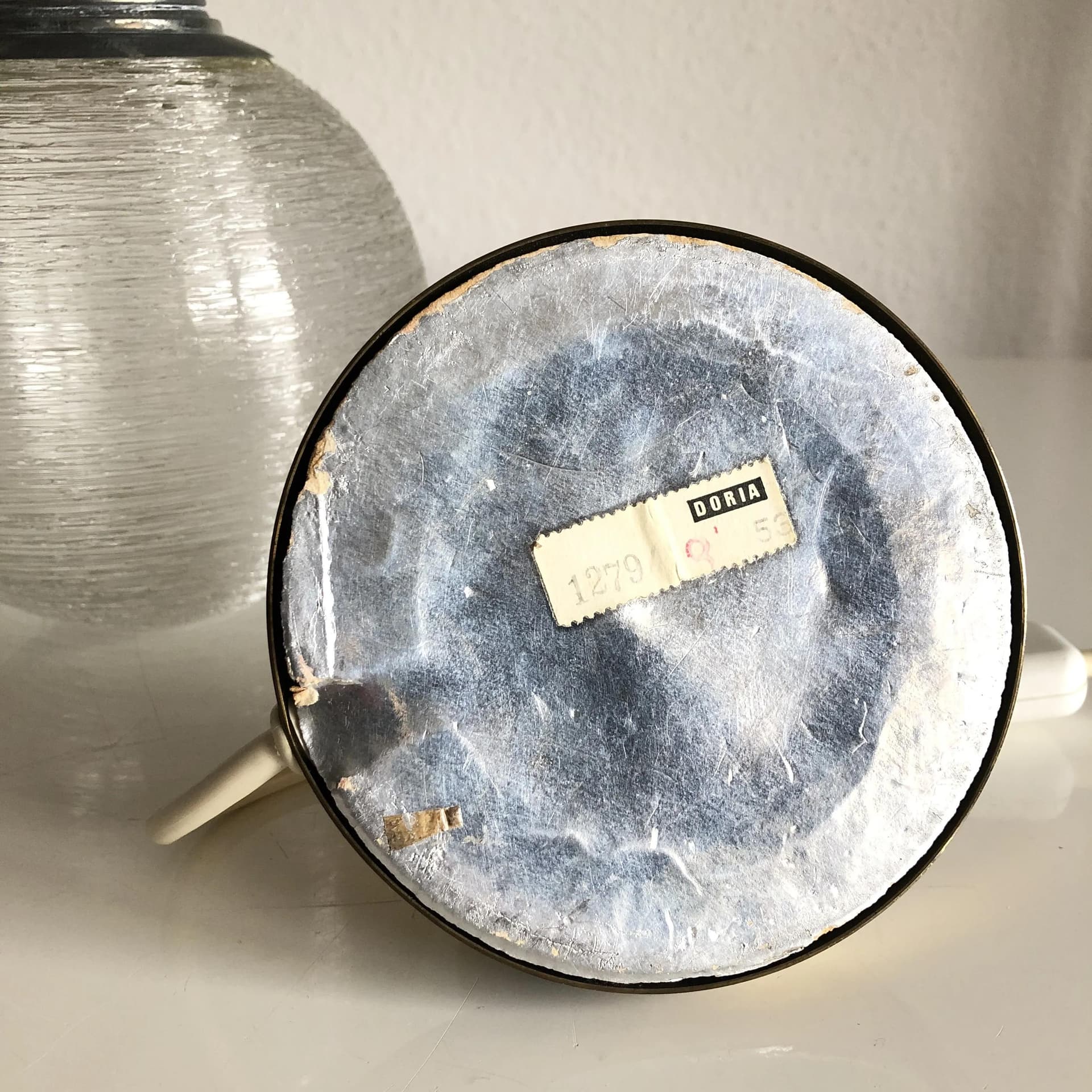 Bedside lamp, brass, glass, Doria Leuchten, Germany, 1960s.