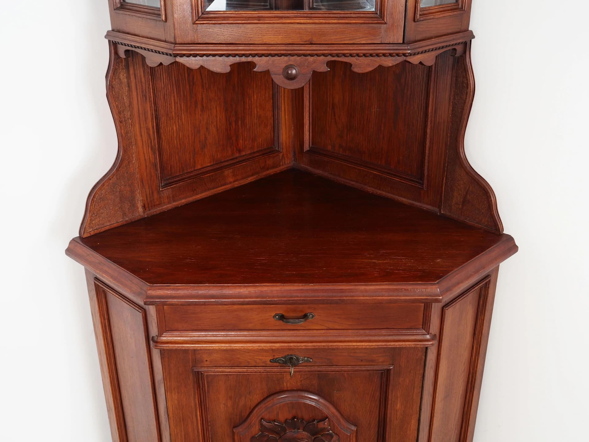 Corner cabinet, Art Deco, brown oak, Germany, 1950s - 27781