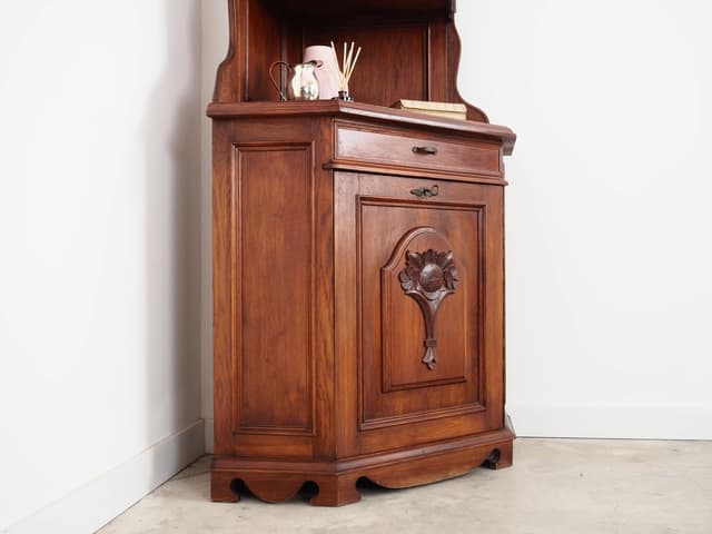 Corner cabinet, Art Deco, brown oak, Germany, 1950s - DIMENSION