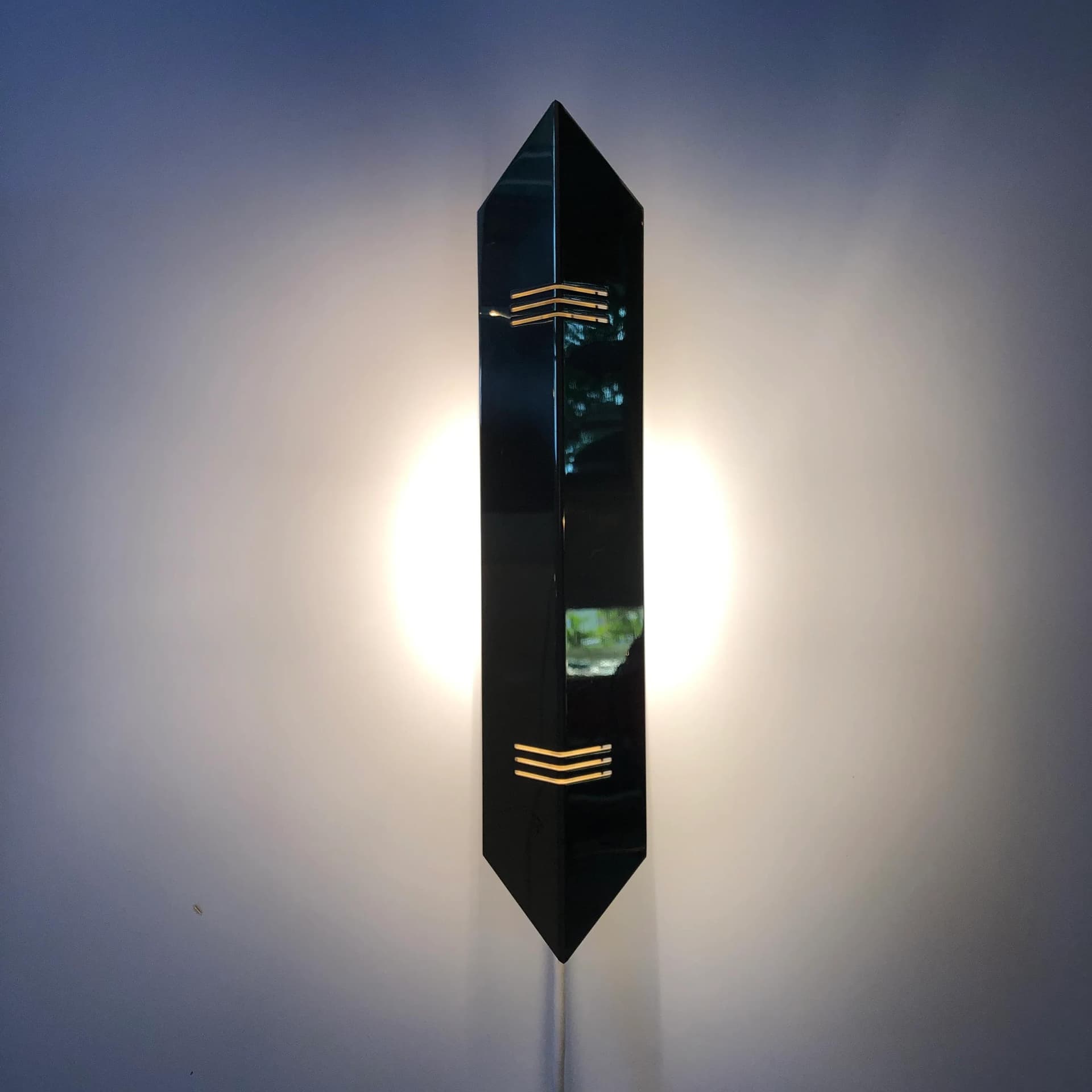 Pair of wall sconces Art Deco, golden brass, Germany, 1980s. - 27889