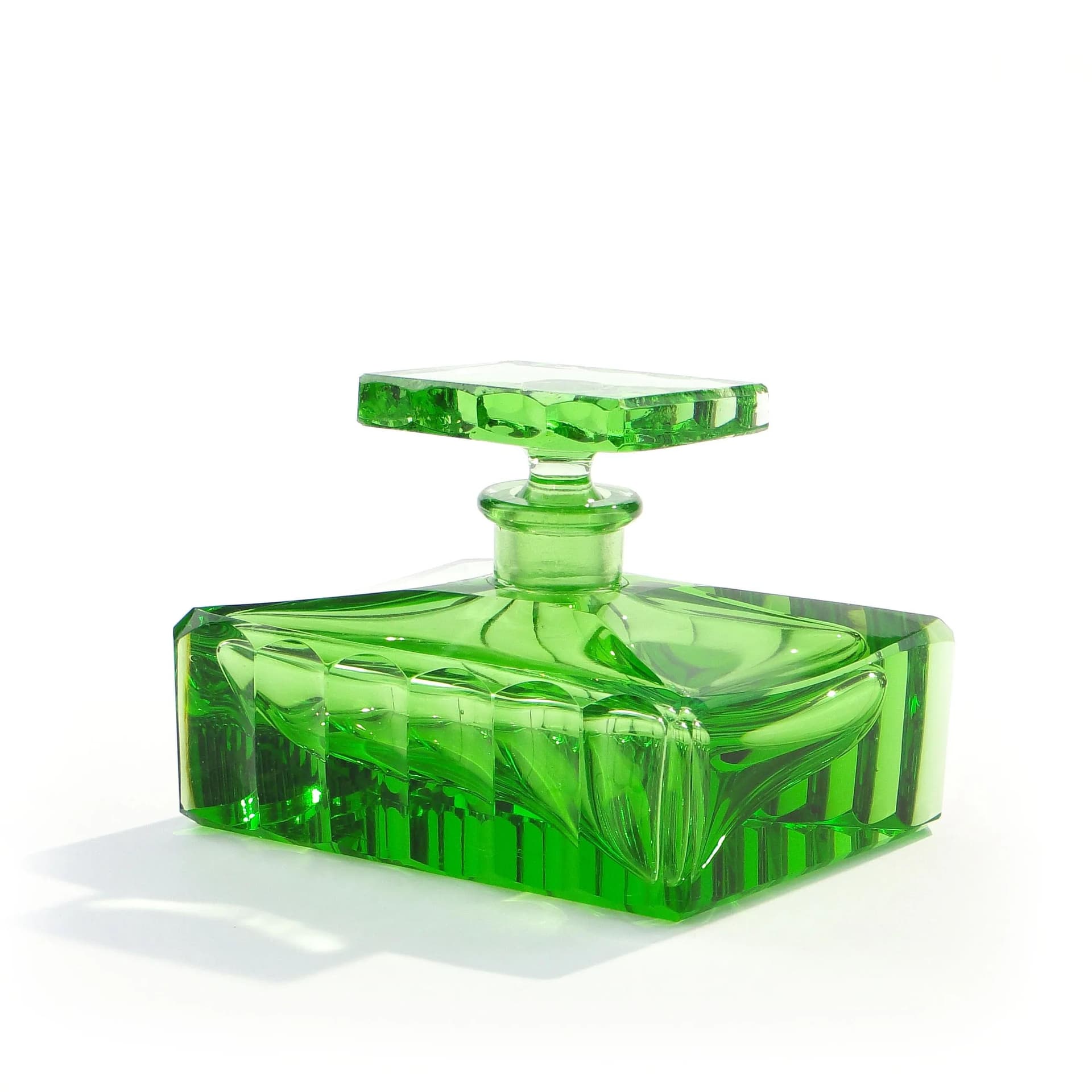 Perfume Bottle, emerald crystal, Moser, Czech Republic, 1960s - 28136
