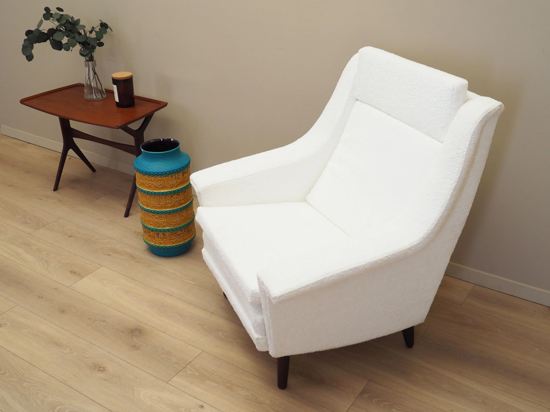 Wazon, turkusowy żółty, ceramika, Bay Keramik, Niemcy, lata 60.