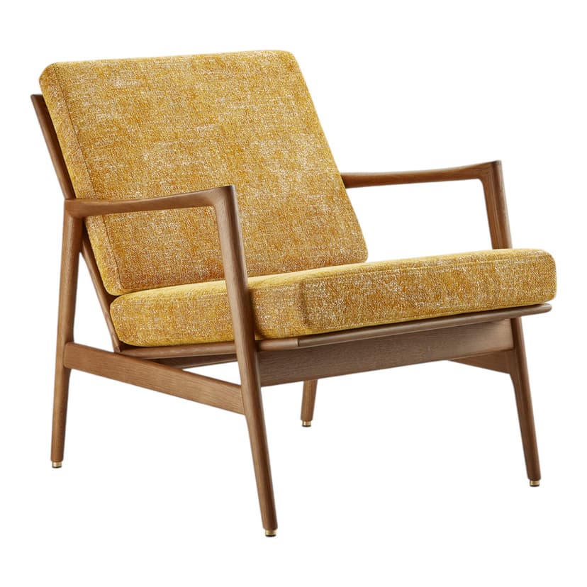 Stefan Armchair 70x79x76 cm oak Marble fabric mustard yellow, ,