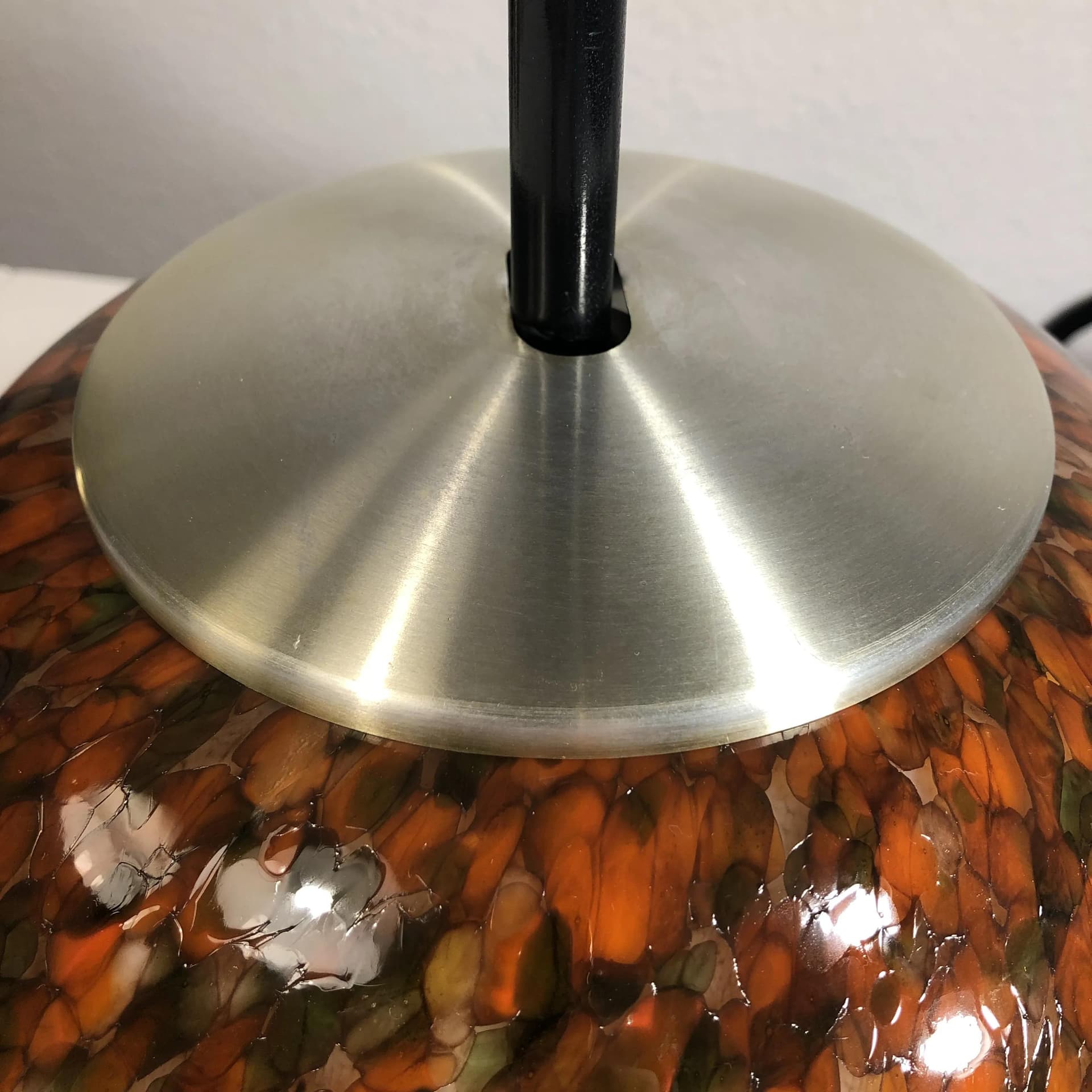 Lampa wisząca, szkło Murano pomarańczowy, aluminium złocone, Peill&Putzler, Niemcy, lata 70. - 28080