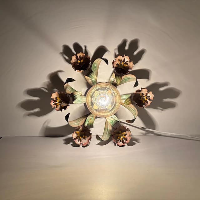 Beżowe, floralne kinkiety ścienne, Honsel Leuchten, Niemcy, lata 80. - WYMIARY