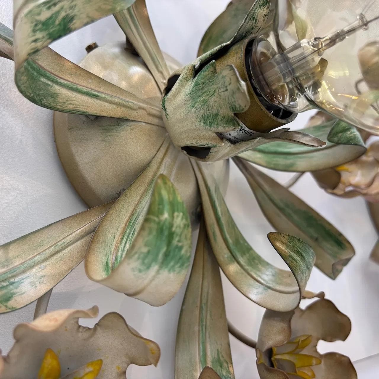 Beżowe, floralne kinkiety ścienne, Honsel Leuchten, Niemcy, lata 80. - 28294