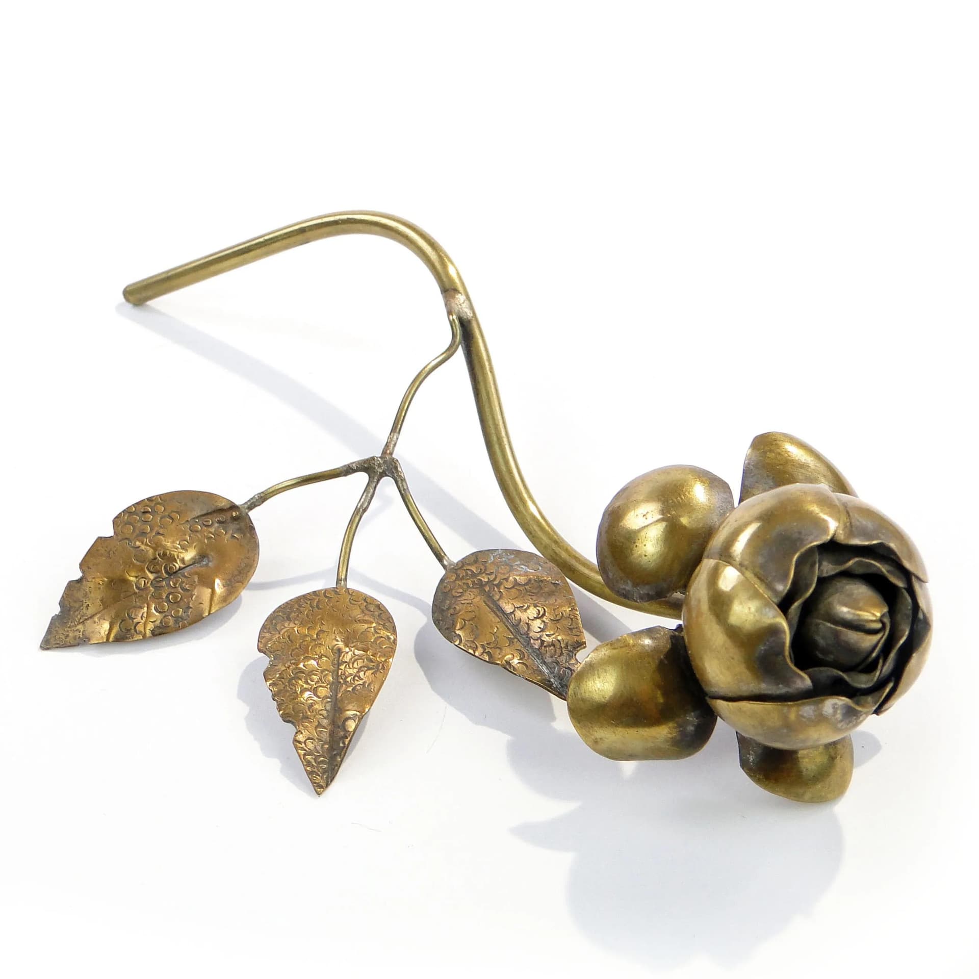 Róża dekoracyjna, secesja, złoty, mosiądz, Polska, lata 20. - 28315