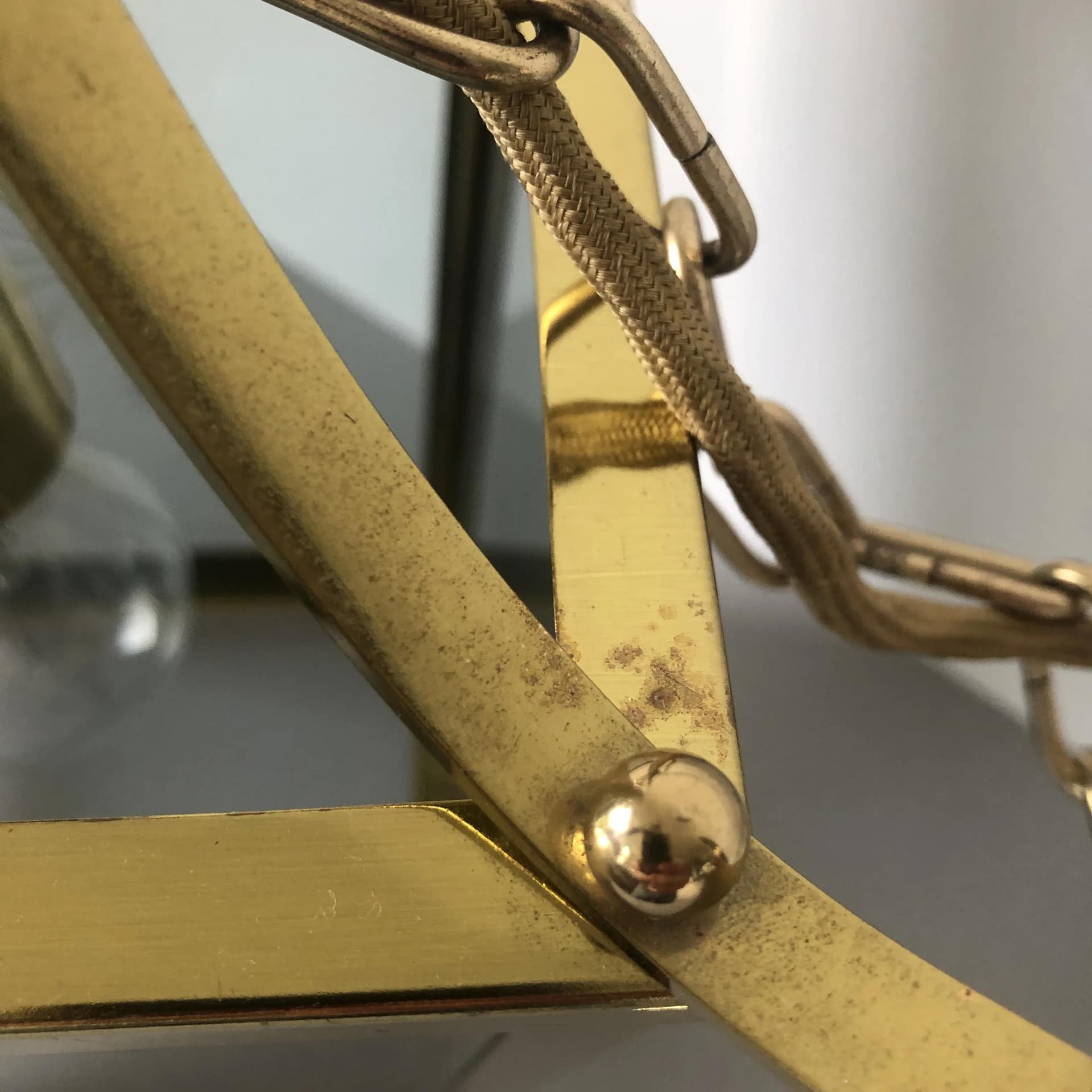 Lampa wisząca, złoty mosiądz, szkło, Niemcy, lata 70. - 28280