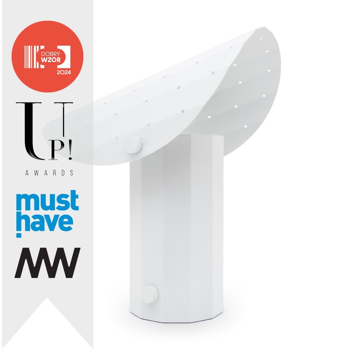 Lampa stojąca APOLIN z perforacją 30 cm biały, Kaspa x Grynasz Studio - 3380