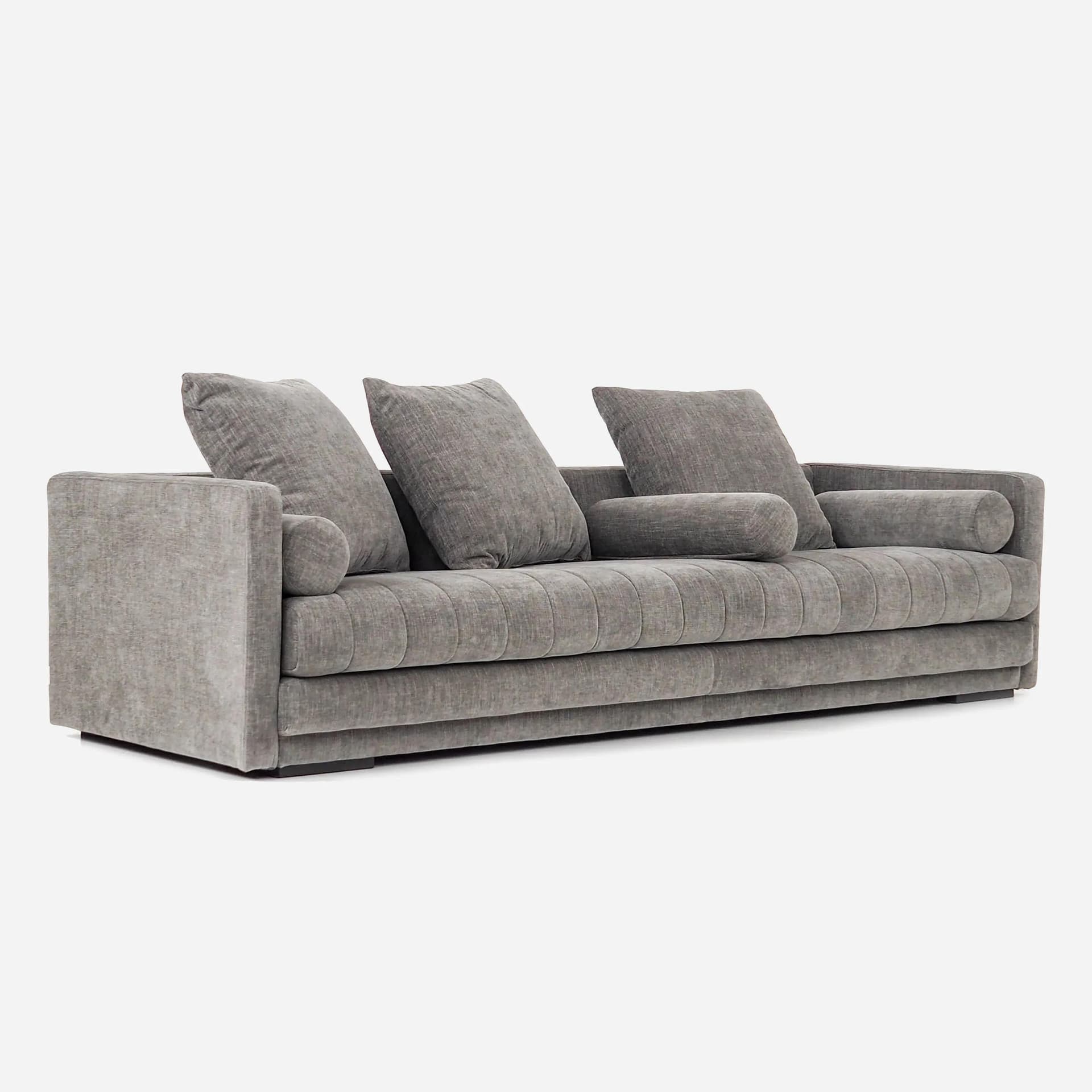 Sofa KOPENHAGA, szara, tkanina, drewno, Polska, lata 90. - 28341