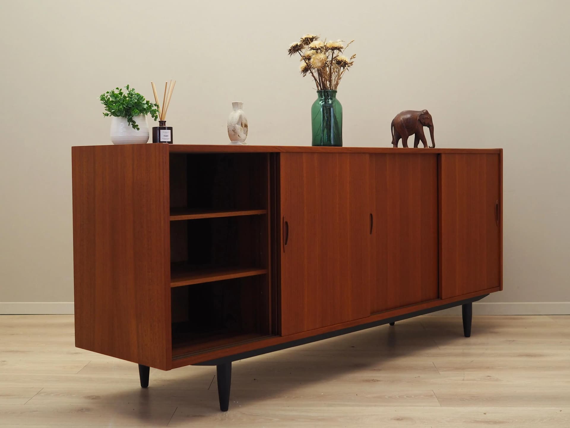Sideboard, brown teak, Denmark, 1970s. - 28655